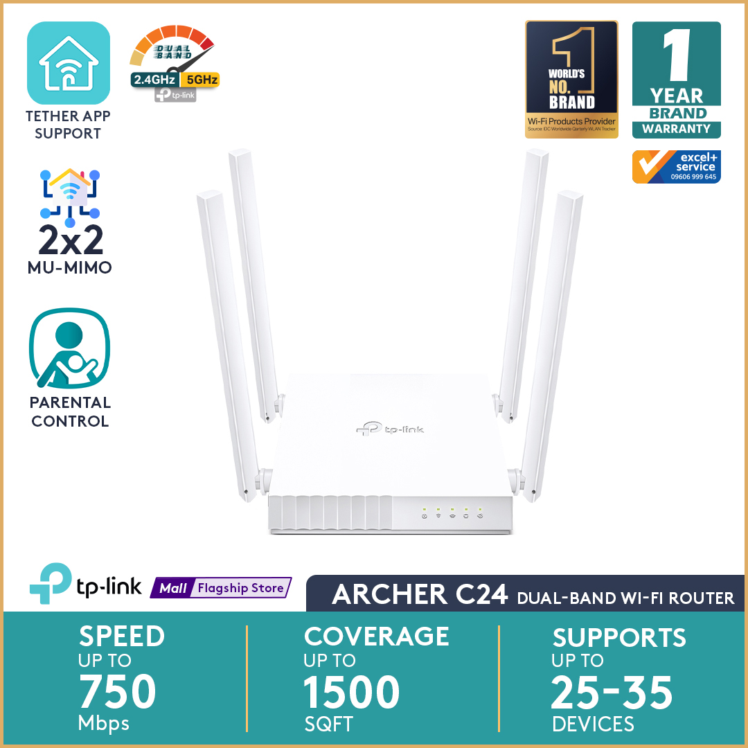 Tp-Link Archer C24 Ac750 Dual-Band Wi-Fi Router