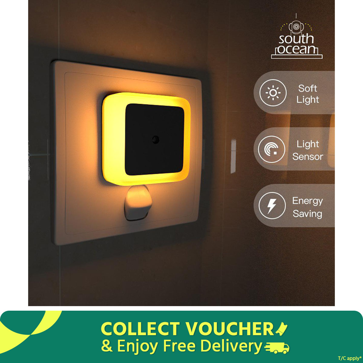 Ayan Auto On/Off Mini Wall LED Night Light Bedroom Nightlight