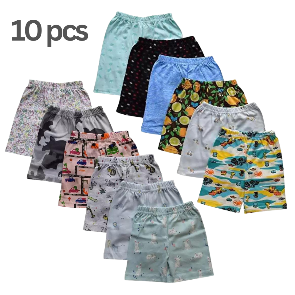 Printed Soft Cotton Half Pant for Baby -10 PCS Multicolor Combo Pack